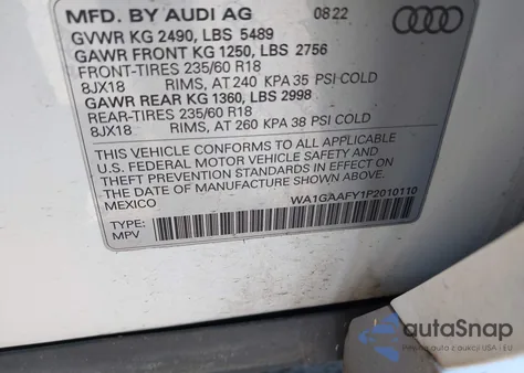 2023 Audi Q5 Premium 45 Tfsi S Line Quattro from USA, damaged, VIN WA1GAAFY1P2010110